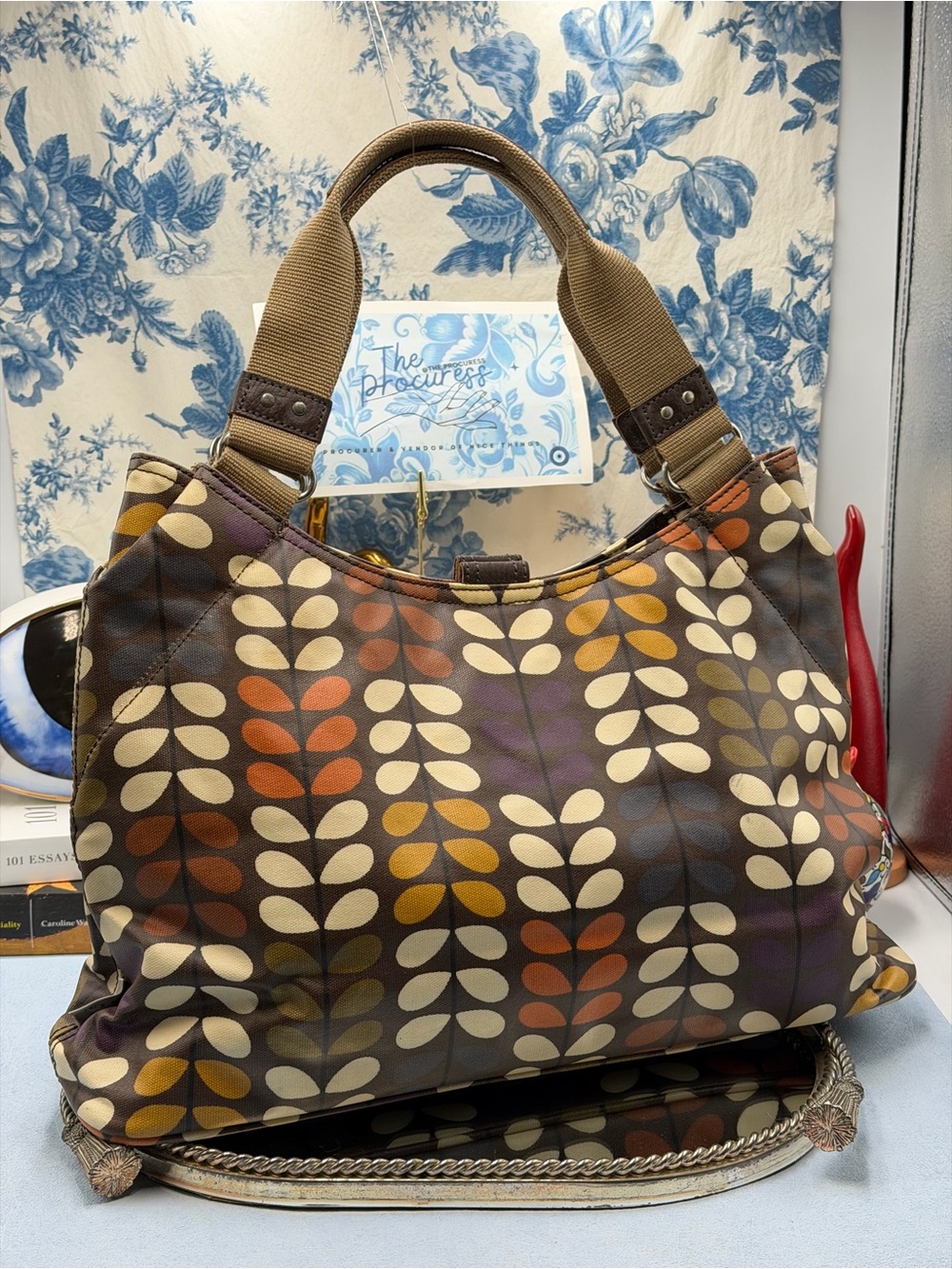 🆕 ORLA KIELY 🧿 NWOT Coated Canvas Shoulder Bag, Multi Stem Print - Brown